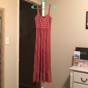 Red jumper with white stripes